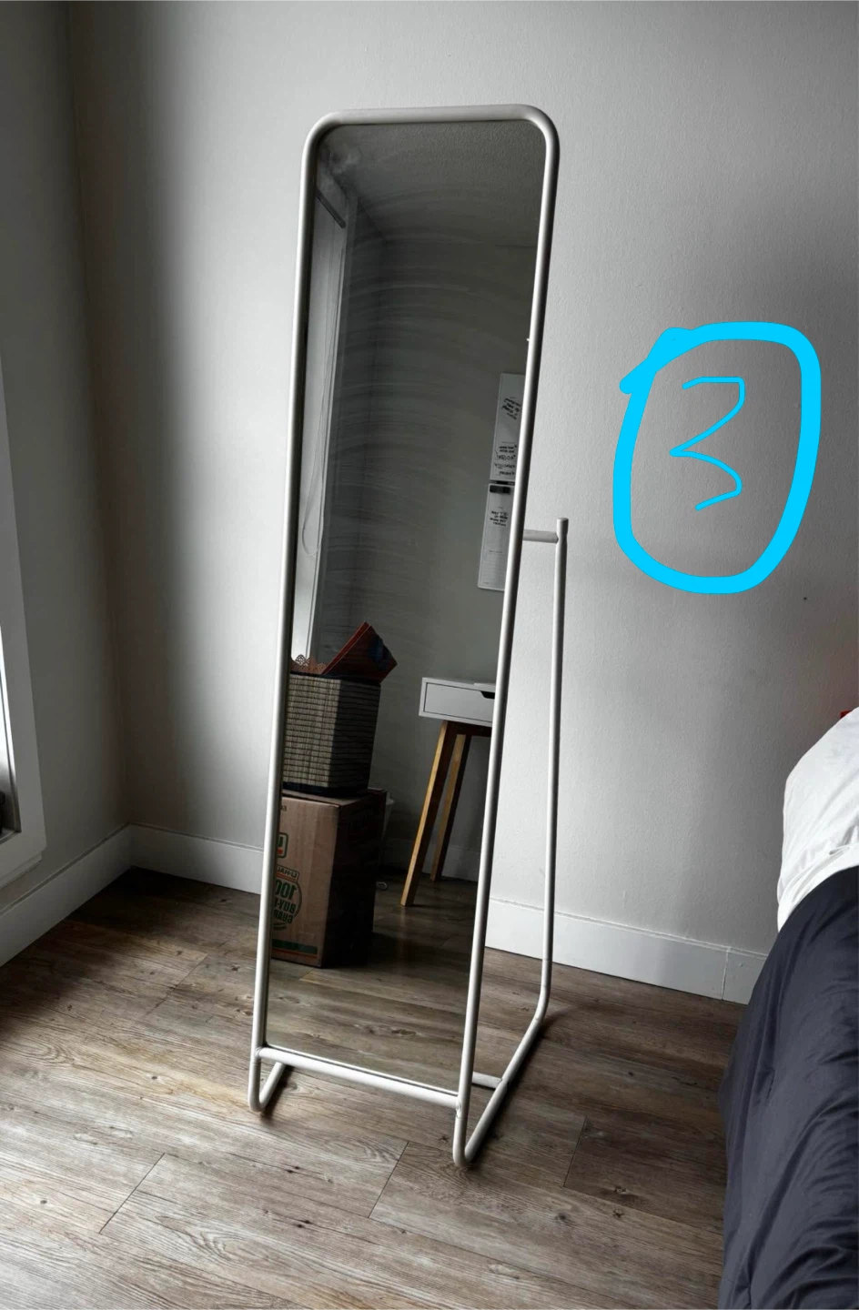 IKEA KNAPPER Standing Mirror White 48x160 cm