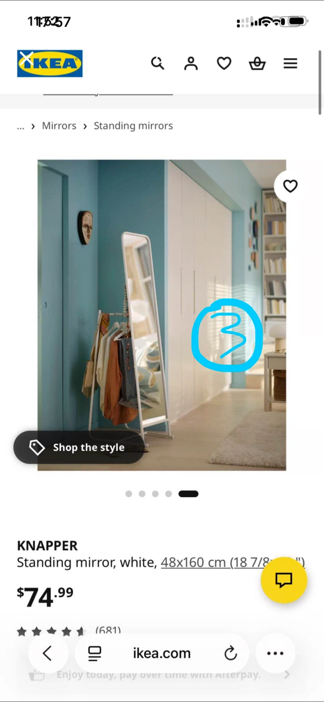 IKEA KNAPPER Standing Mirror White 48x160 cm - photo 4