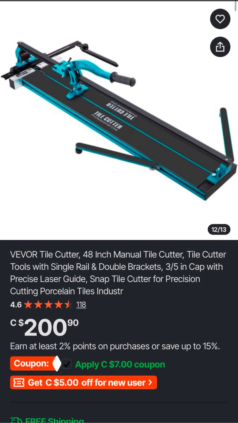 VEVOR Tile Cutter 48 Inch Manual Tile Cutter