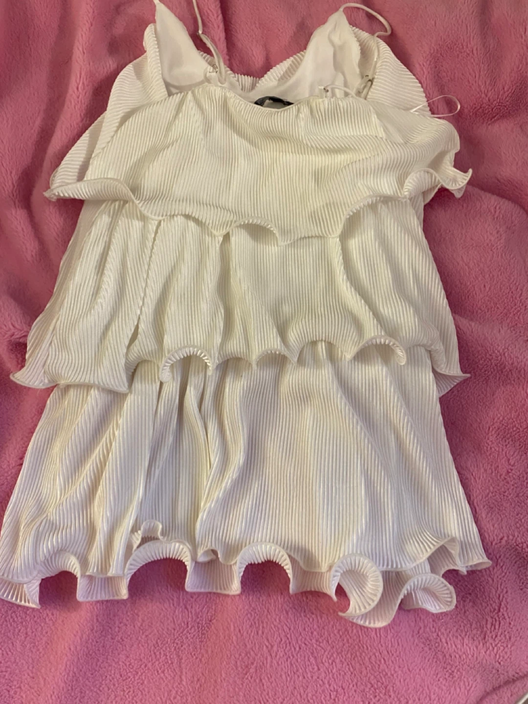 Streetwear Society White Pleated Tiered Mini Dress - photo 2