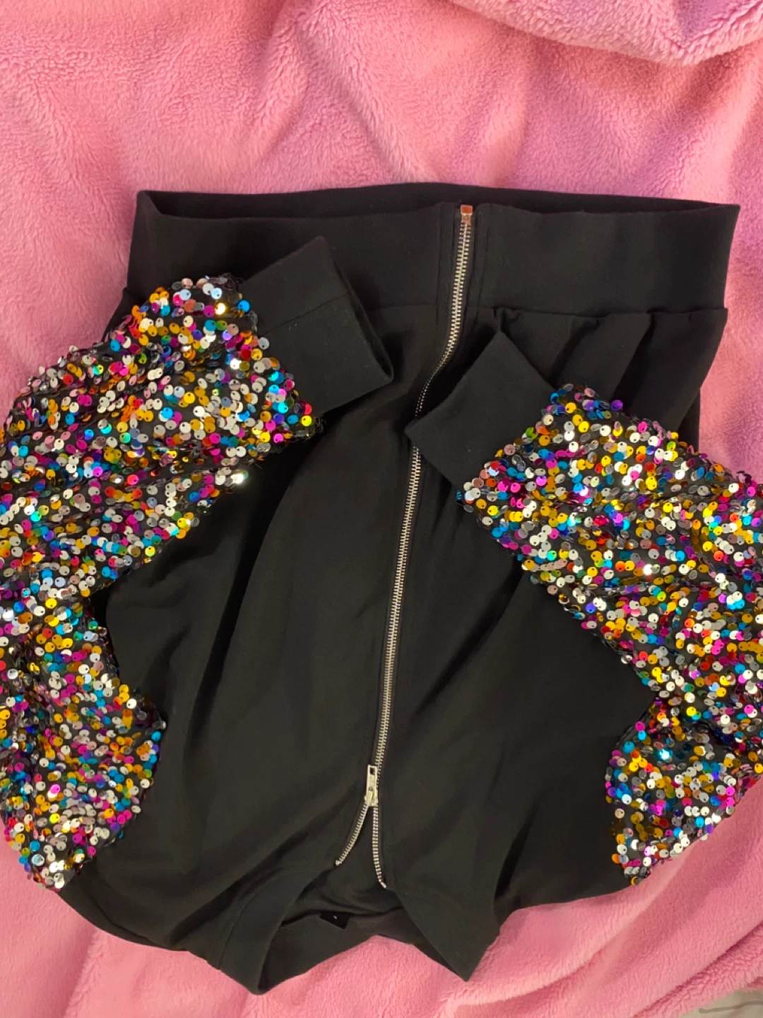 Black Sequined Sleeve Jacket