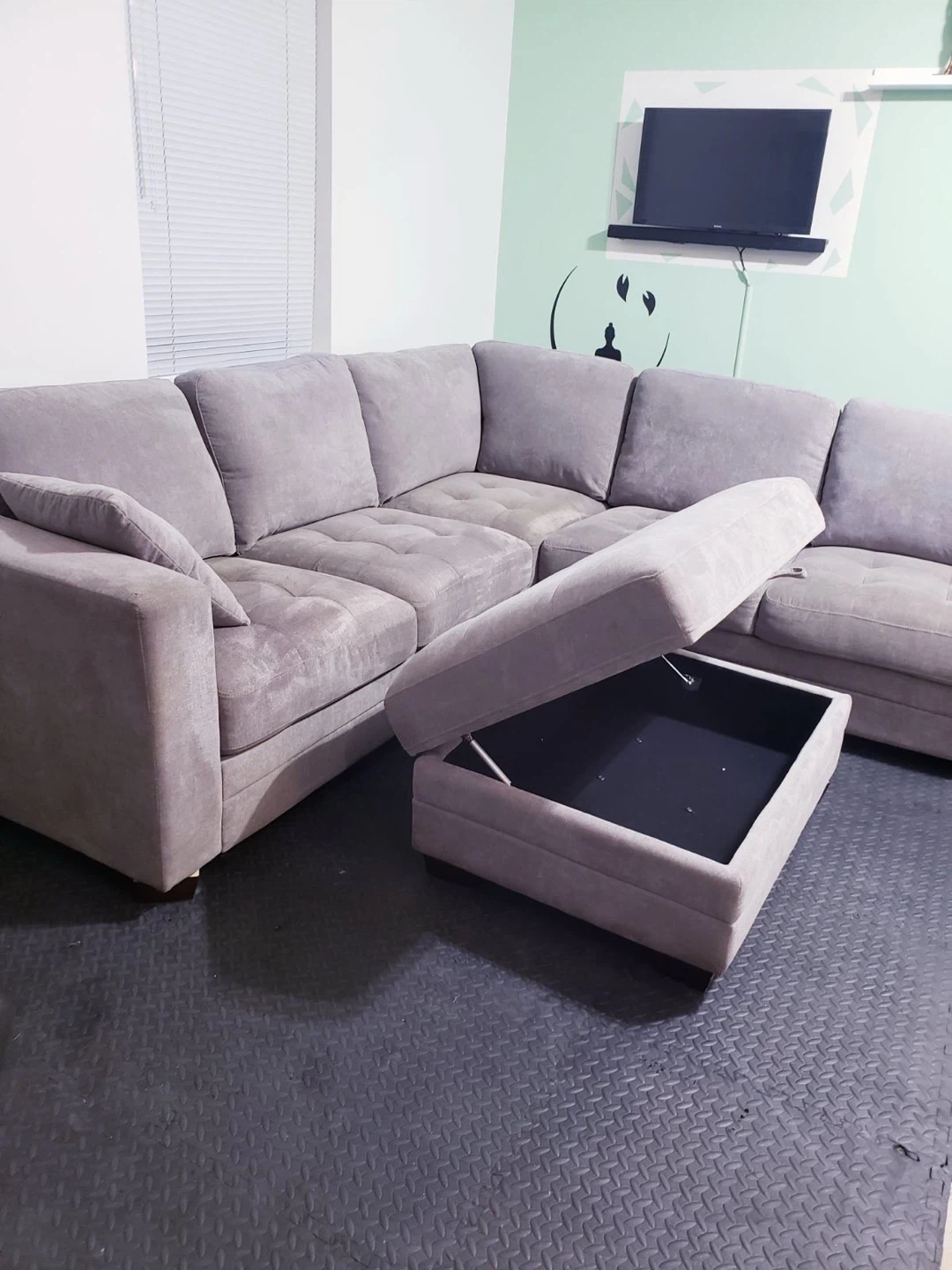 Grey Sectional Sofa with Storage Ottoman ( Delivery Available ) - photo 3