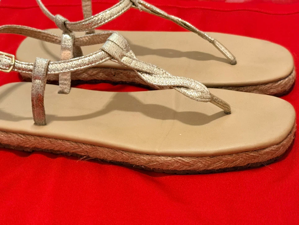Gold Metallic Thong Sandals - photo 2