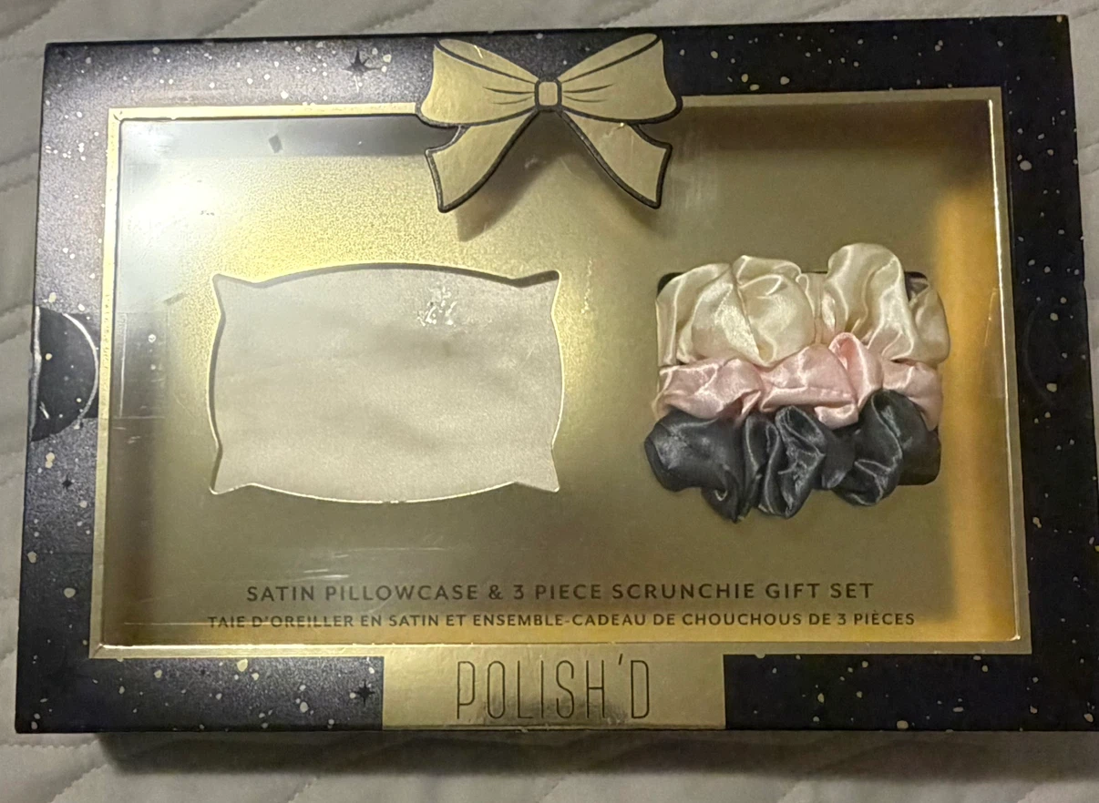 Polish'd Satin Pillowcase & 3 Scrunchie Gift Set