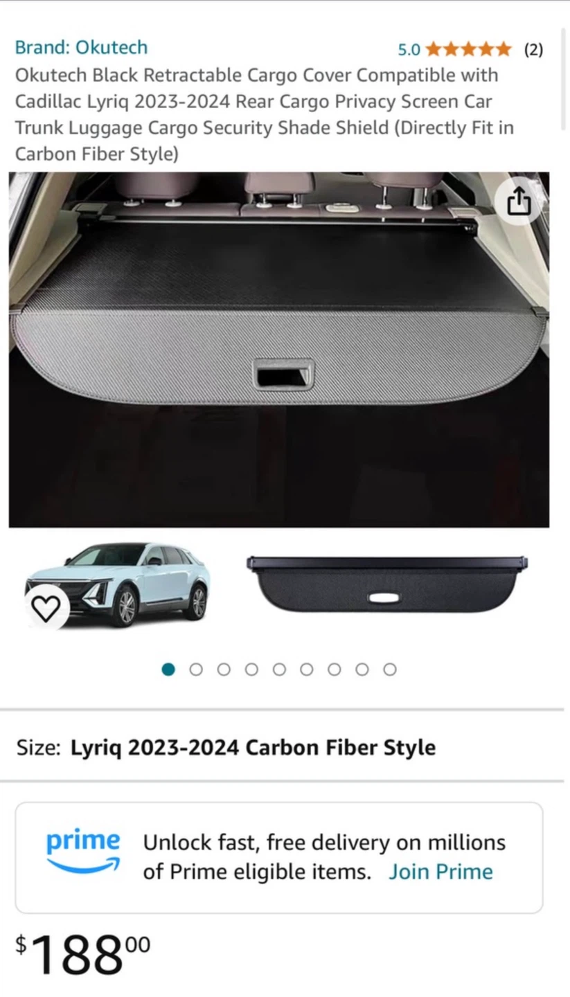 Okutech Black Retractable Cargo Cover (Carbon Fiber Style)