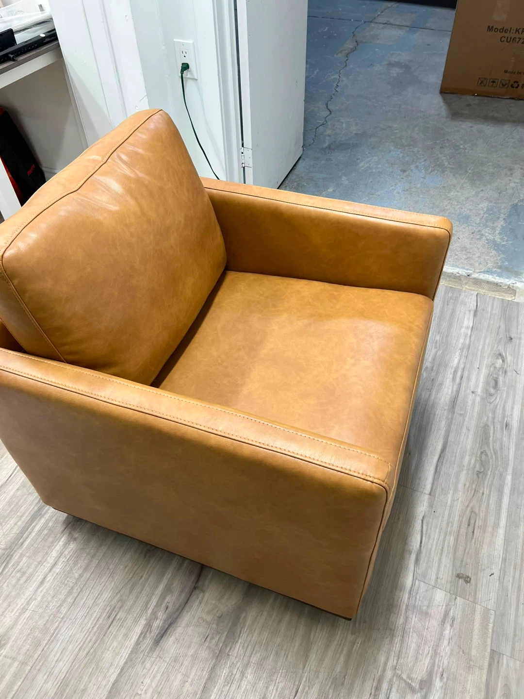 Tan Leather Accent Chair