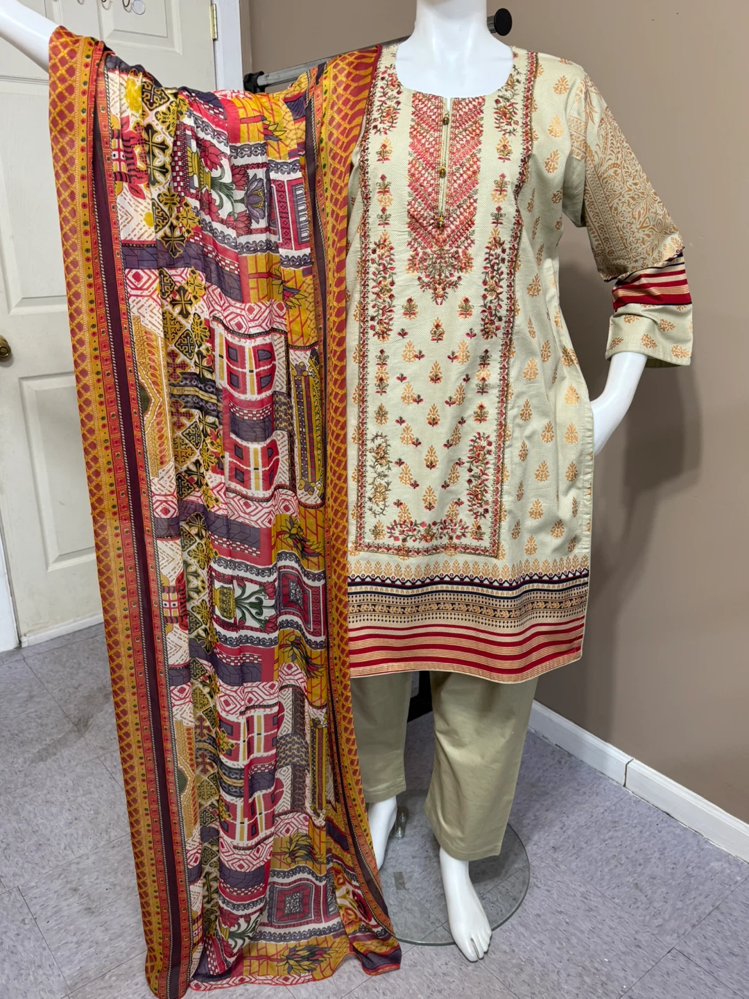 Pakistani cotton embroidered dress