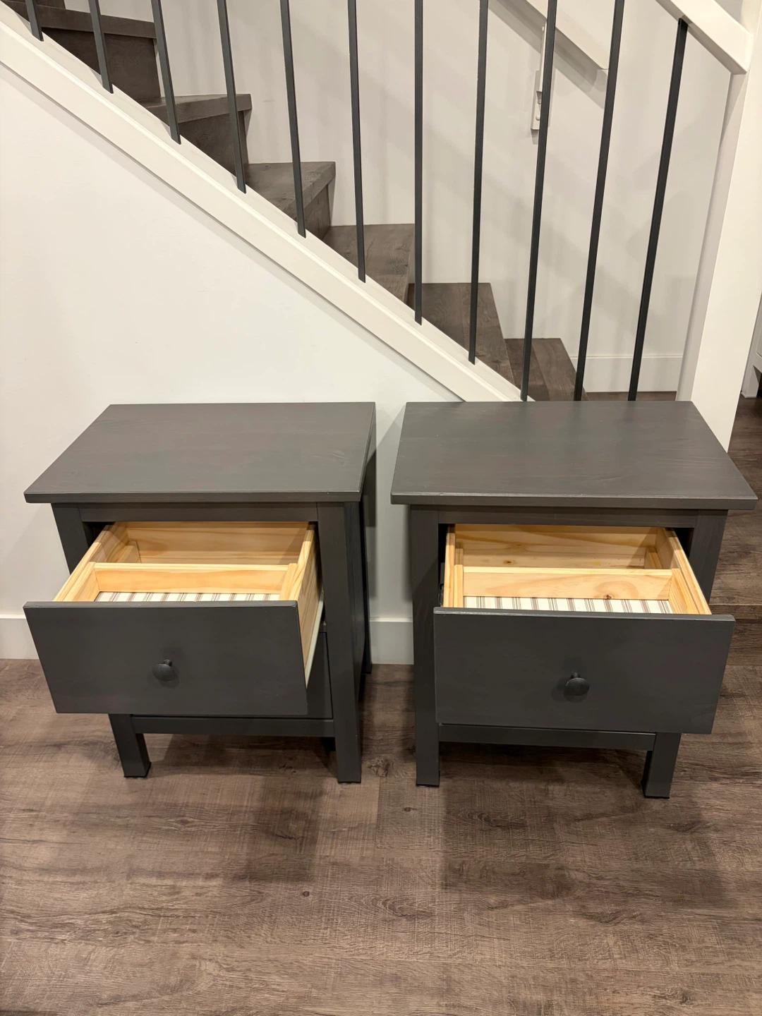 pair of IKEA HEMNES nightstands in grey colour - photo 3