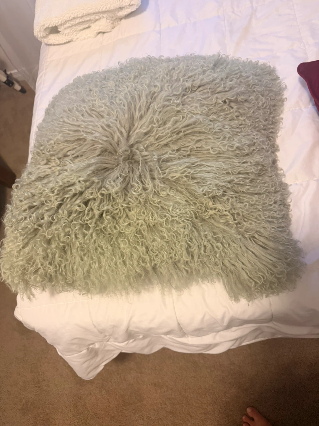 Light Green Textured Throw Pillow