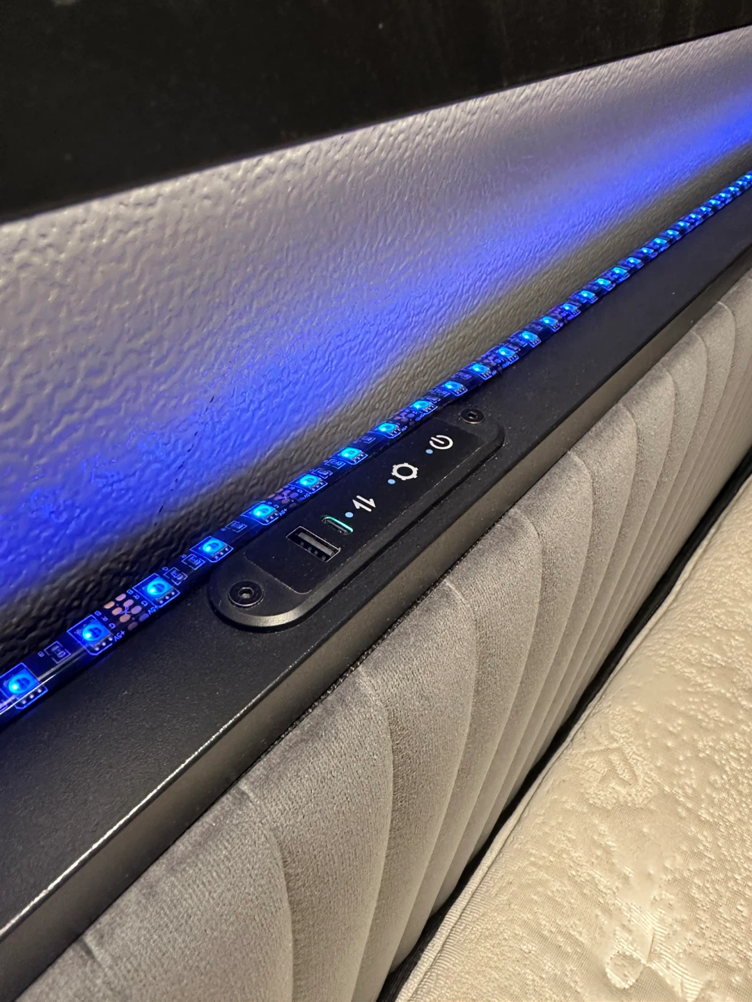 odern Bed Frame with LED Headboard & Storage Drawer – Like New! - photo 4