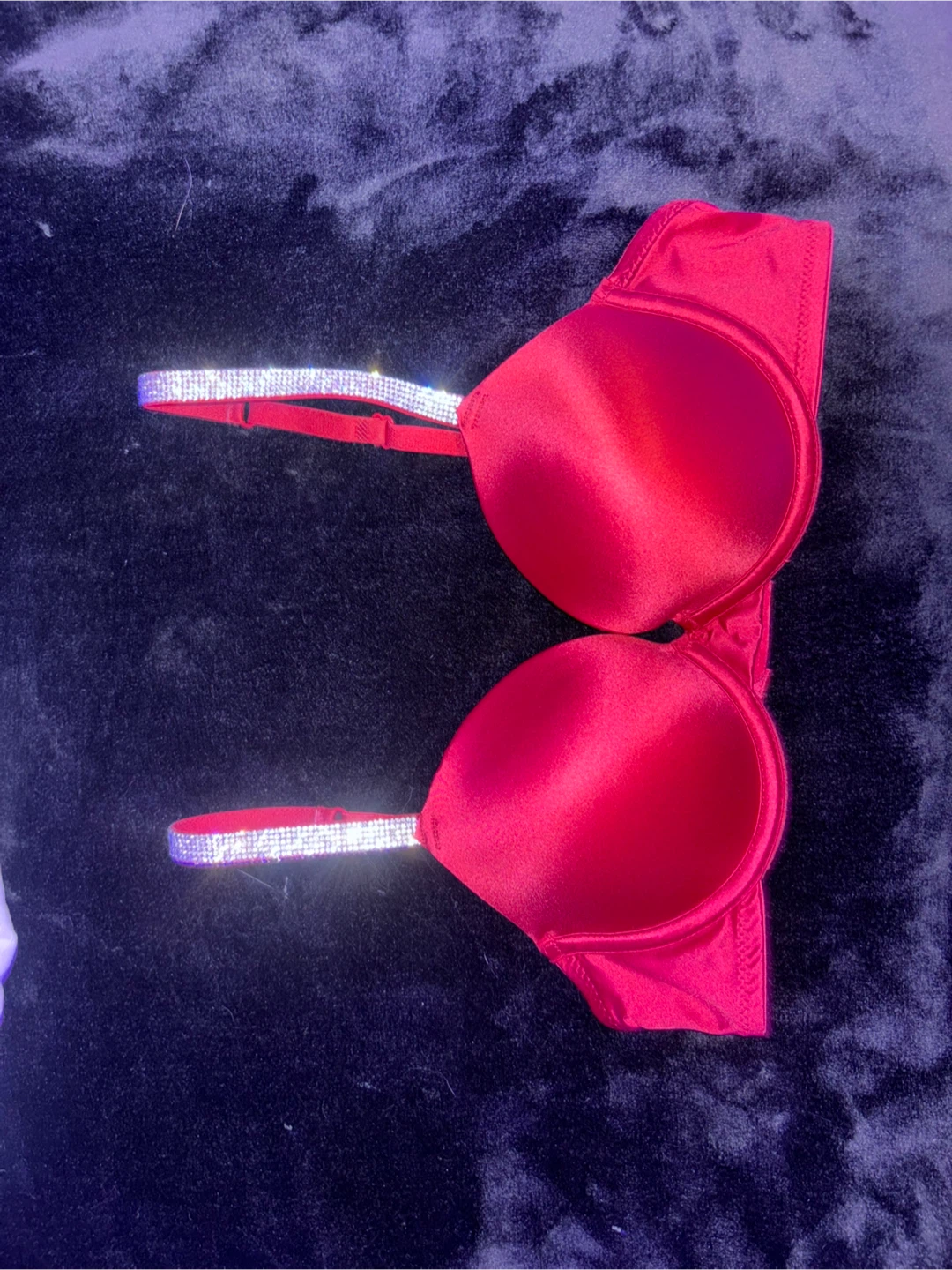 Red Push-Up Bra with Rhinestone Straps