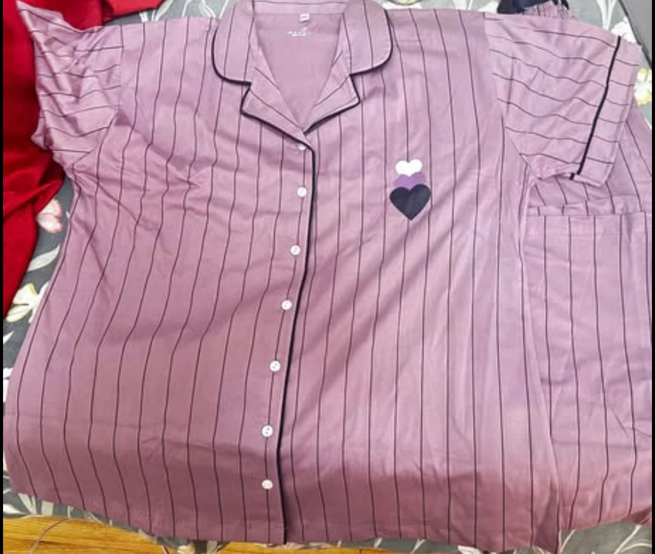 Cotton pajama set very comfortable - Purple Striped Heart Size - photo 2