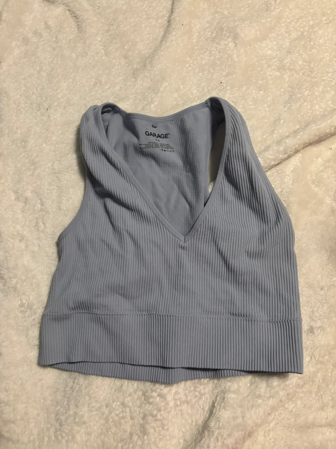 Garage Ribbed Crop Tank Top - Blue