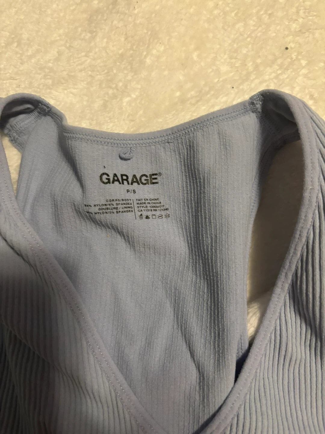 Garage Ribbed Crop Tank Top - Blue - photo 2