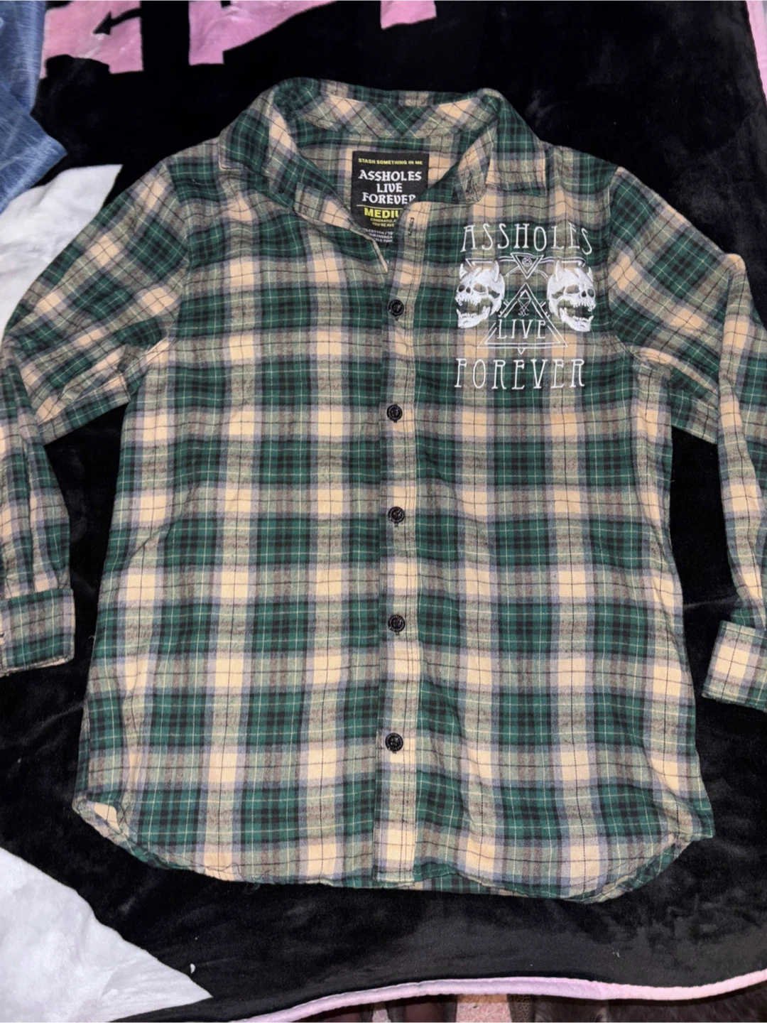 ASS·HOL·ES LIVE FOREVER Flannel Shirt