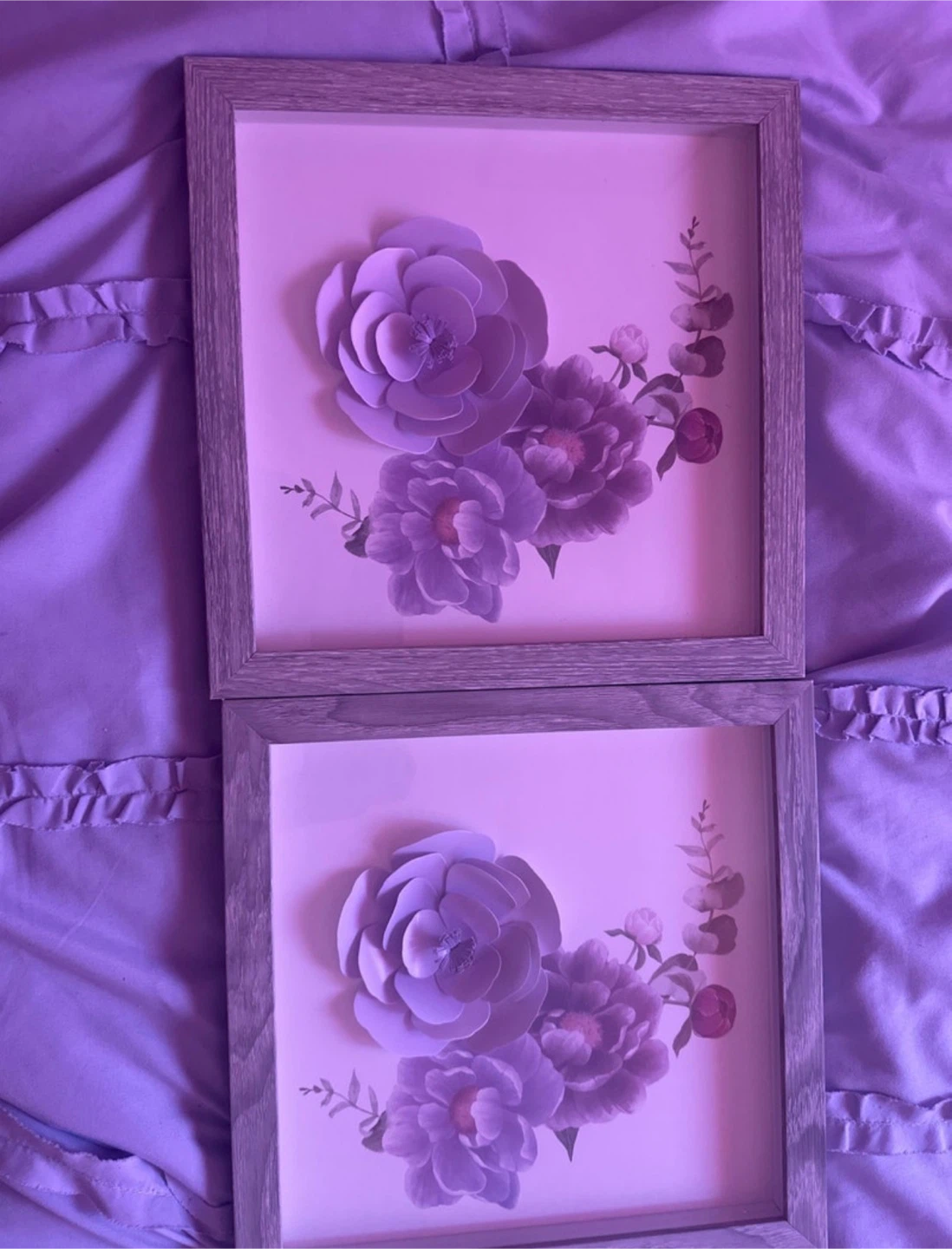 Set of 2 Framed Paper Flower Wall Art