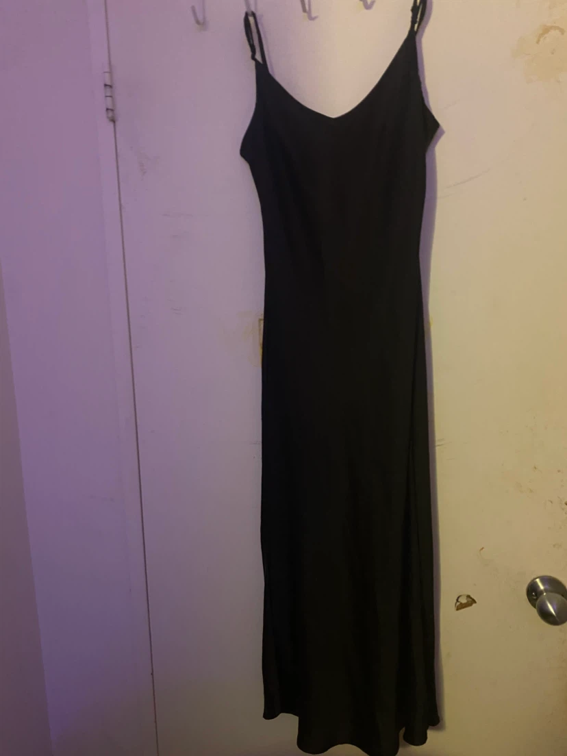Oak + Fort Black Satin Dress
