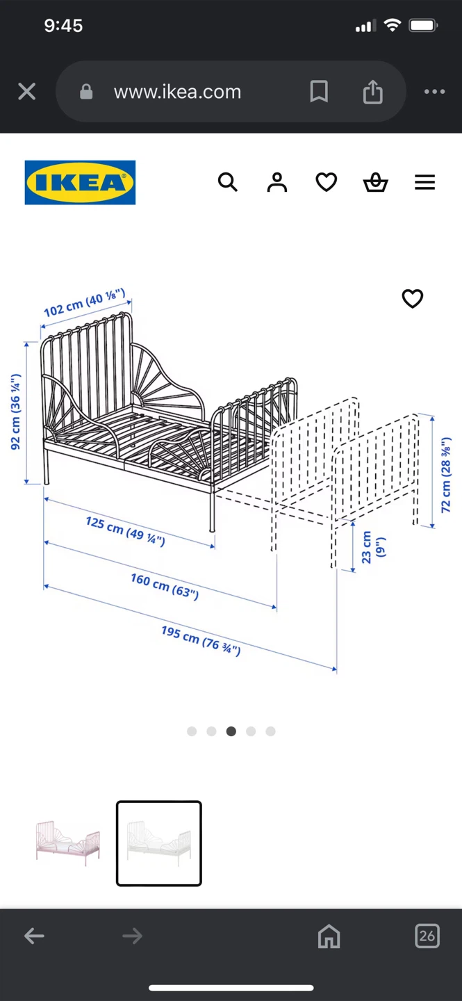 IKEA MINNEN Extended Bed Frame with Slatted Bed Base - White - photo 2