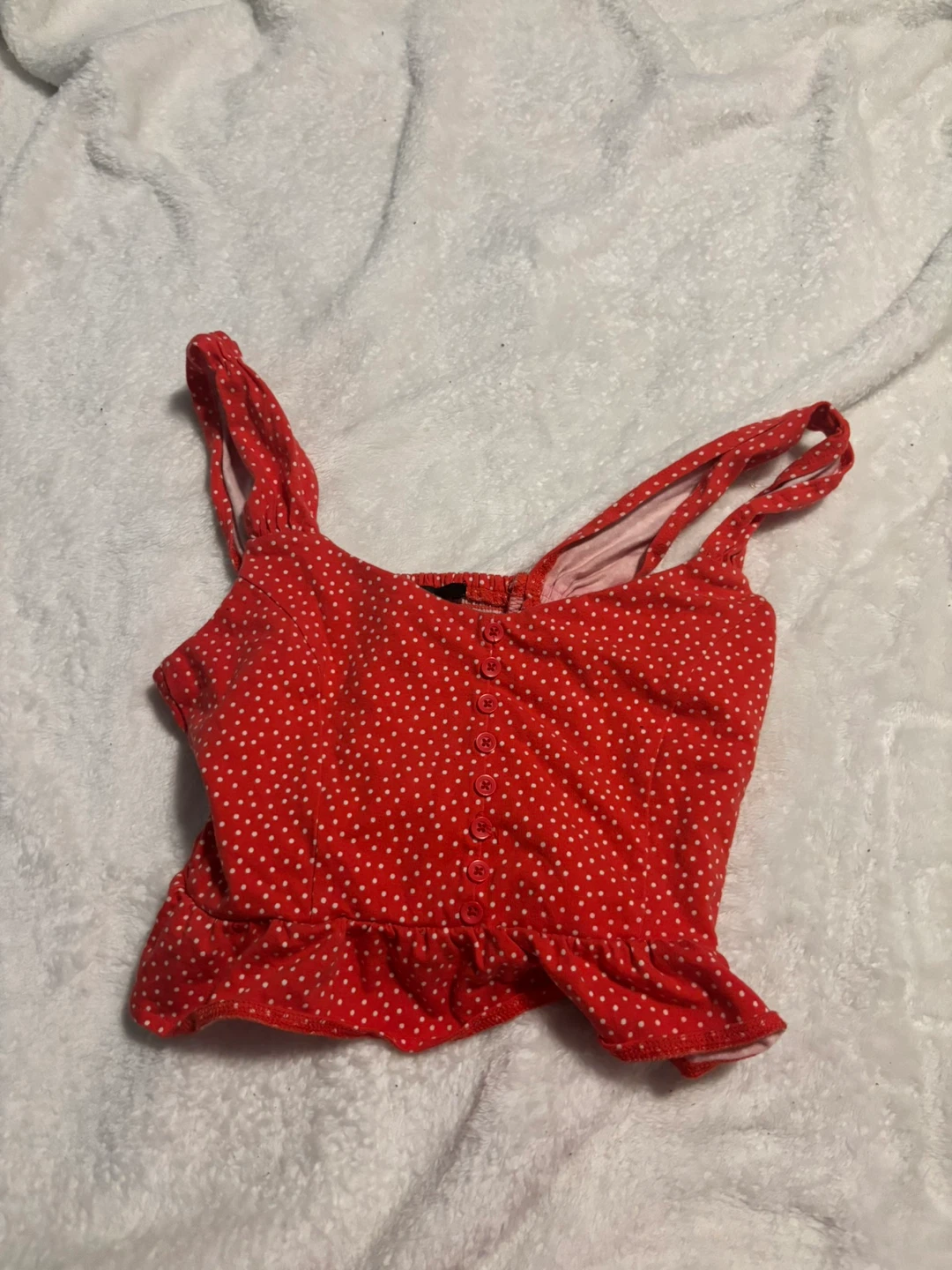 Forever 21 Red Polka Dot Smocked Tank Top
