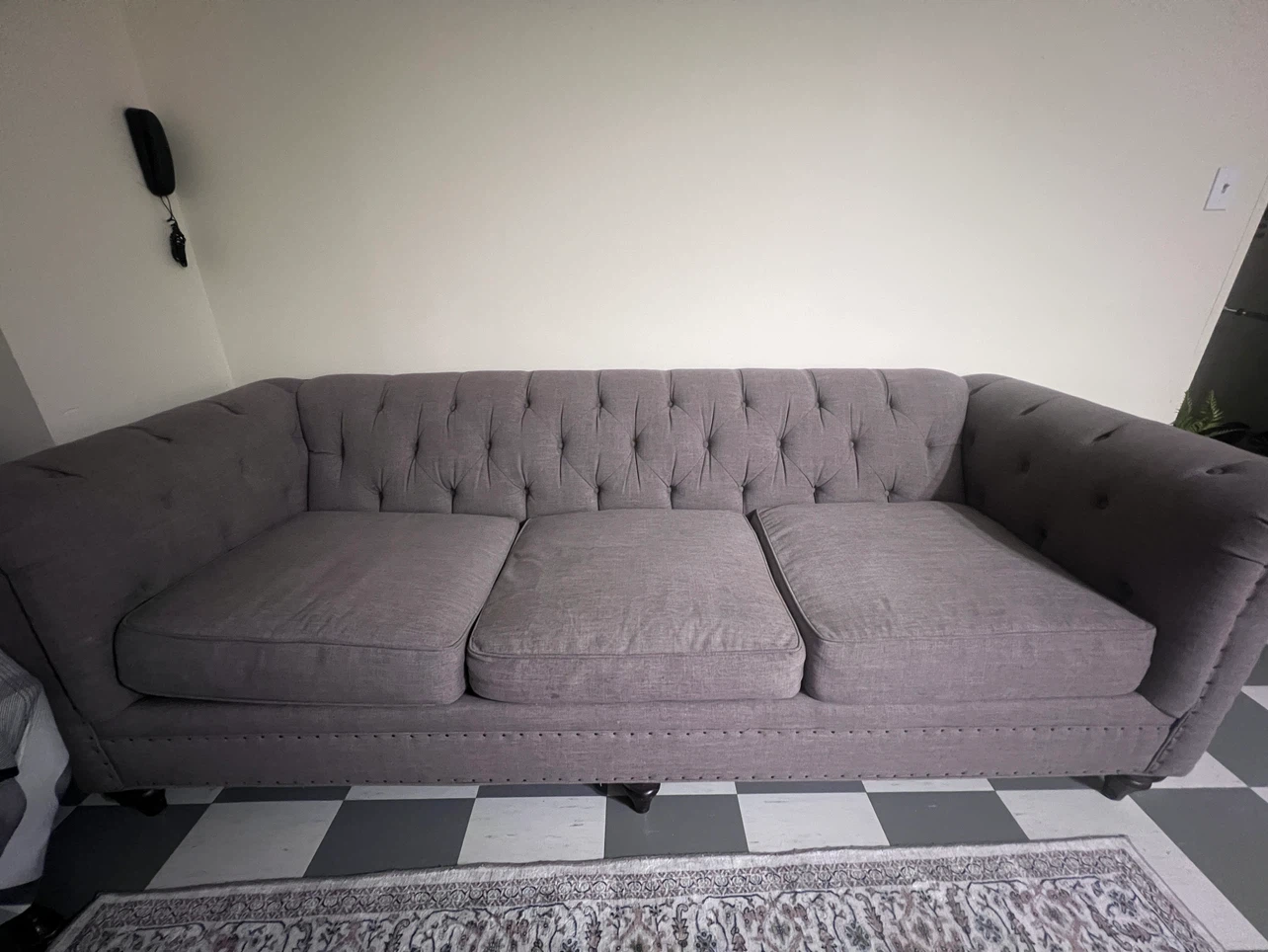 Grey Tufted Sofa - photo 2