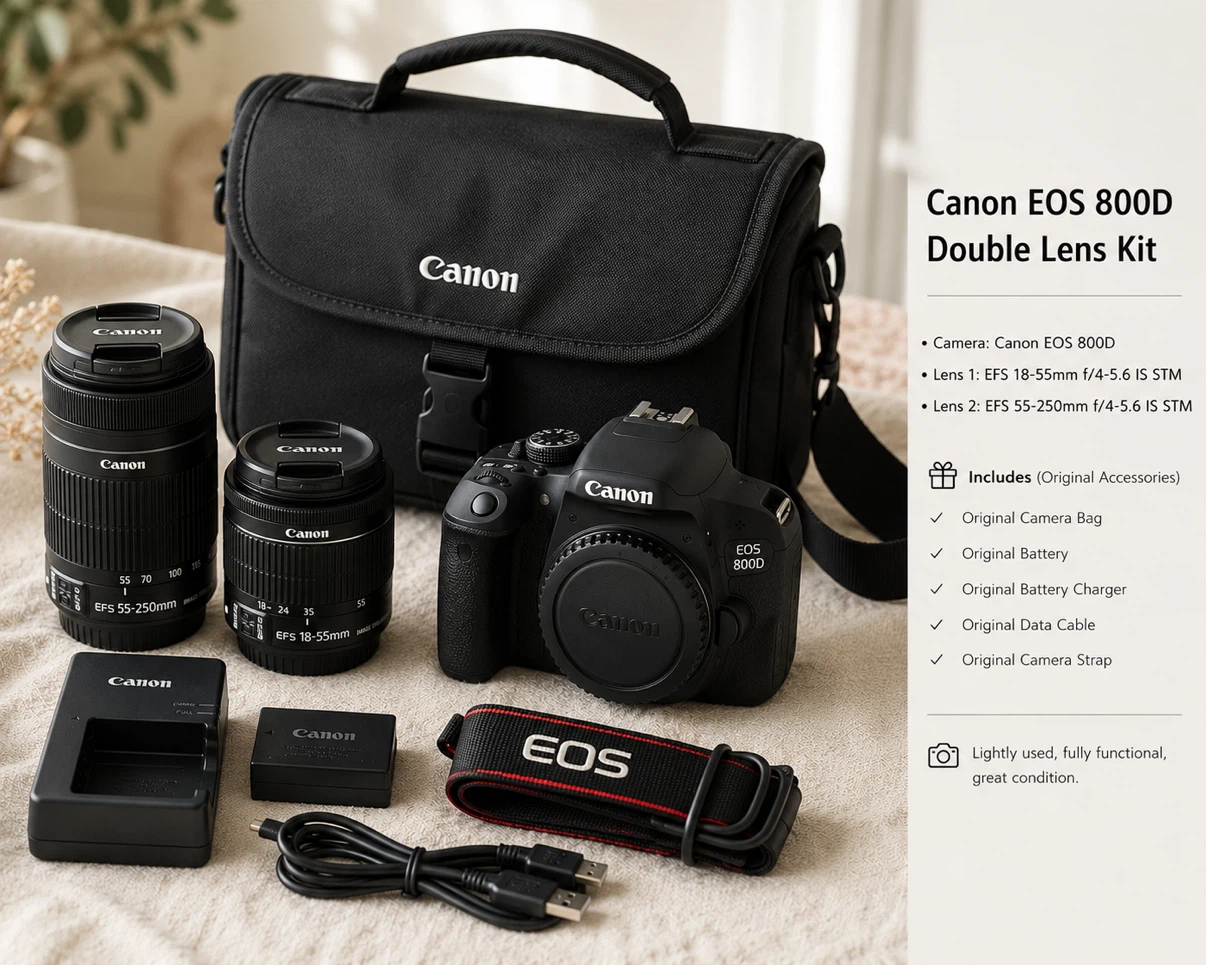 Canon EOS 800D + 18-55mm & 50mm Lens Bundle