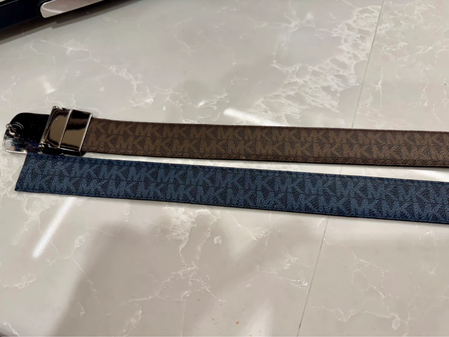 Michael Kors Belts - Reversible MK Logo Blue/Brown