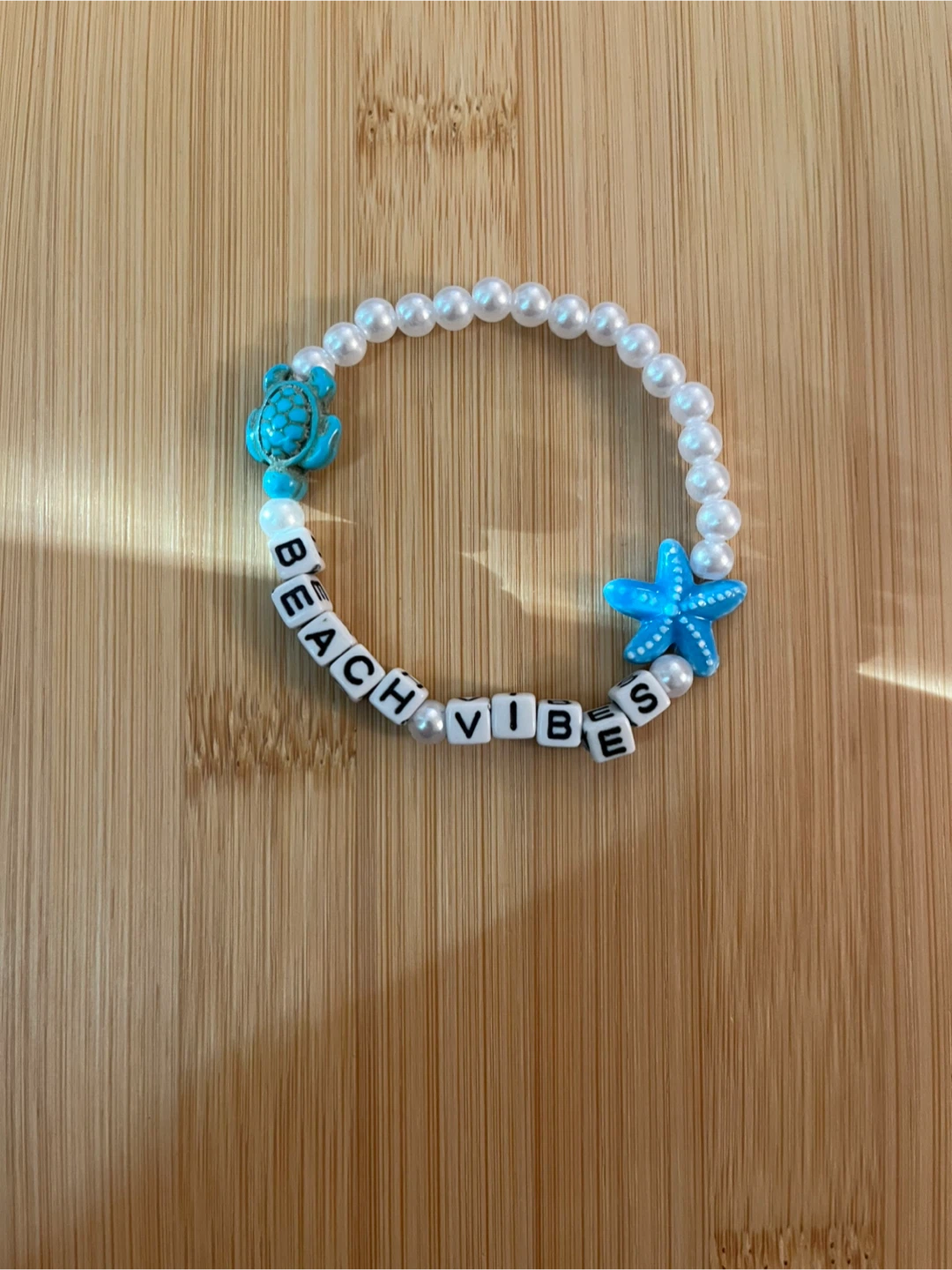 Beaded Bracelet with Turtle and Starfish Charms