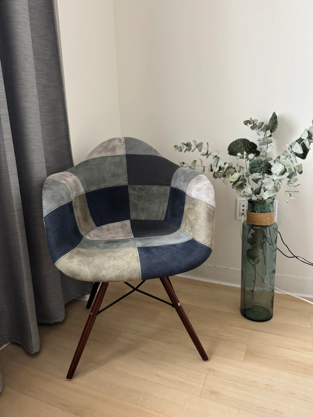 Patchwork Accent Chair / Mid-Century Style Chair