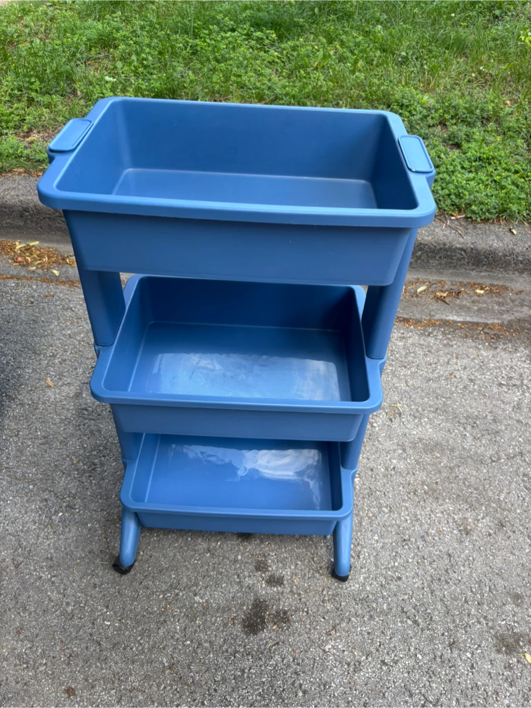 Blue 3-Tier Rolling Utility Cart