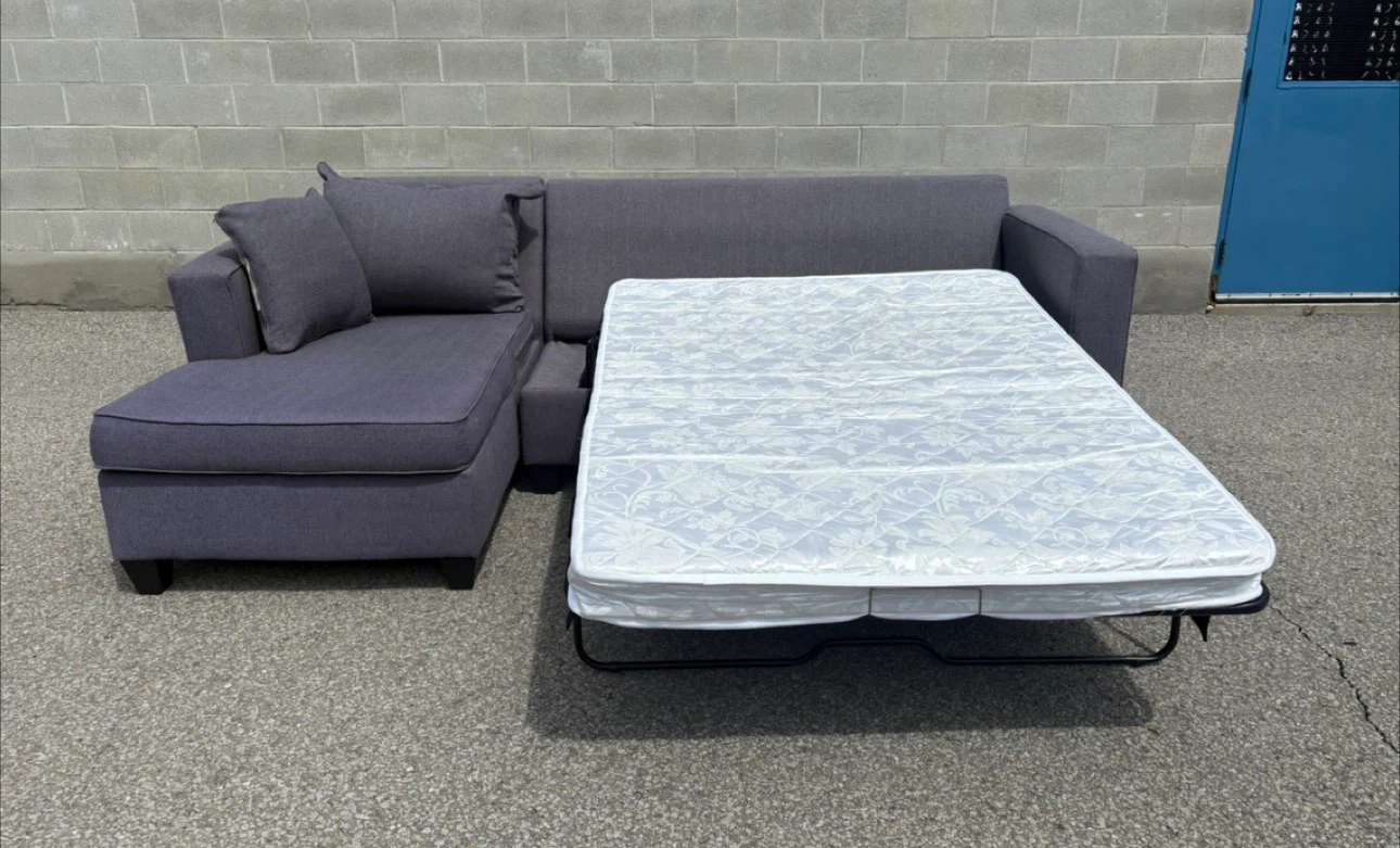 Grey Sectional Sofa with Pull-Out Bed - photo 2