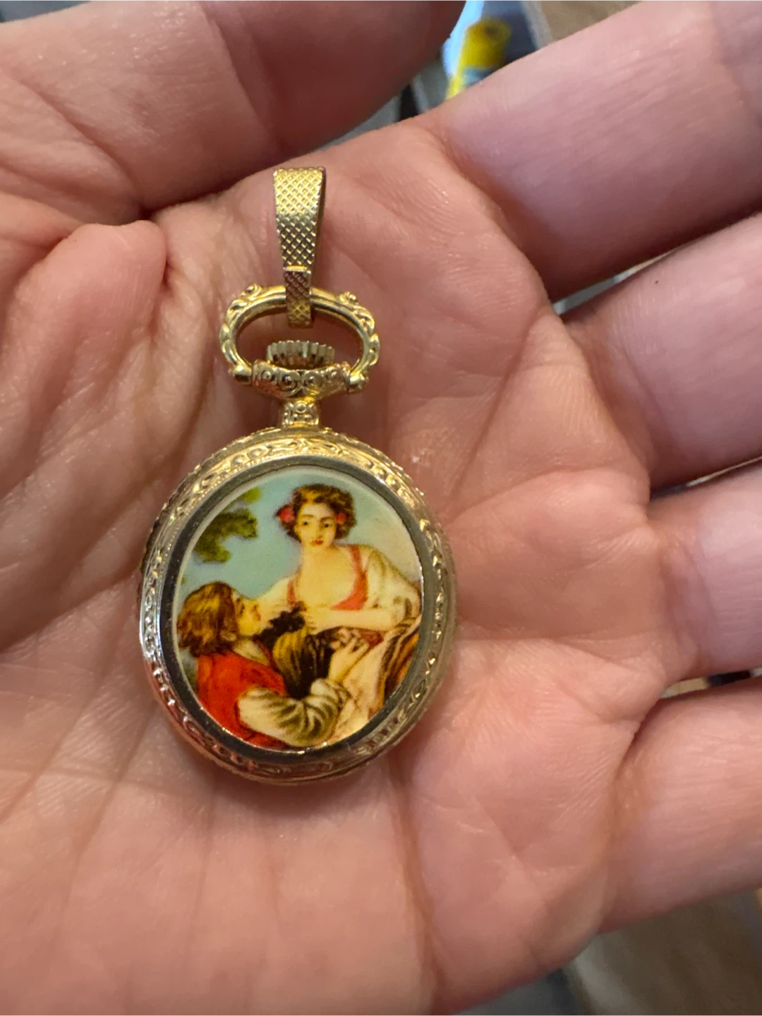 Antique Gold filled with Miniature Painting