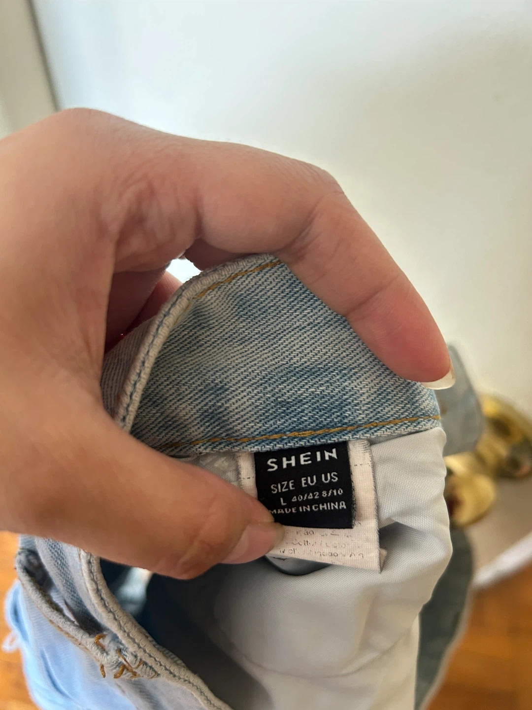 SHEIN Light Wash Ripped Denim Shorts
