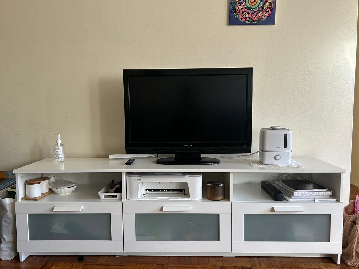 Ikea White TV Stand with Storage