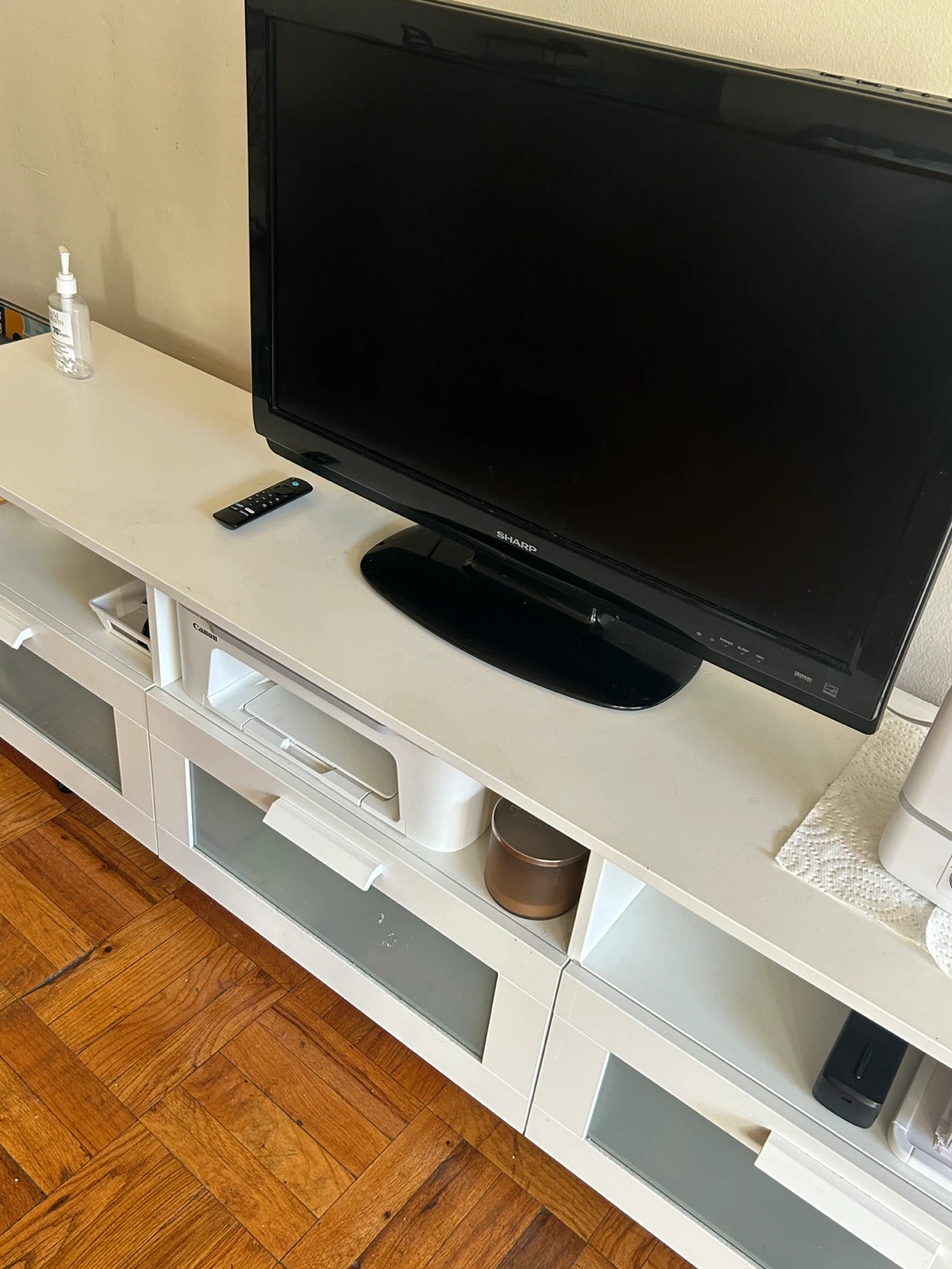 Ikea White TV Stand with Storage - photo 2