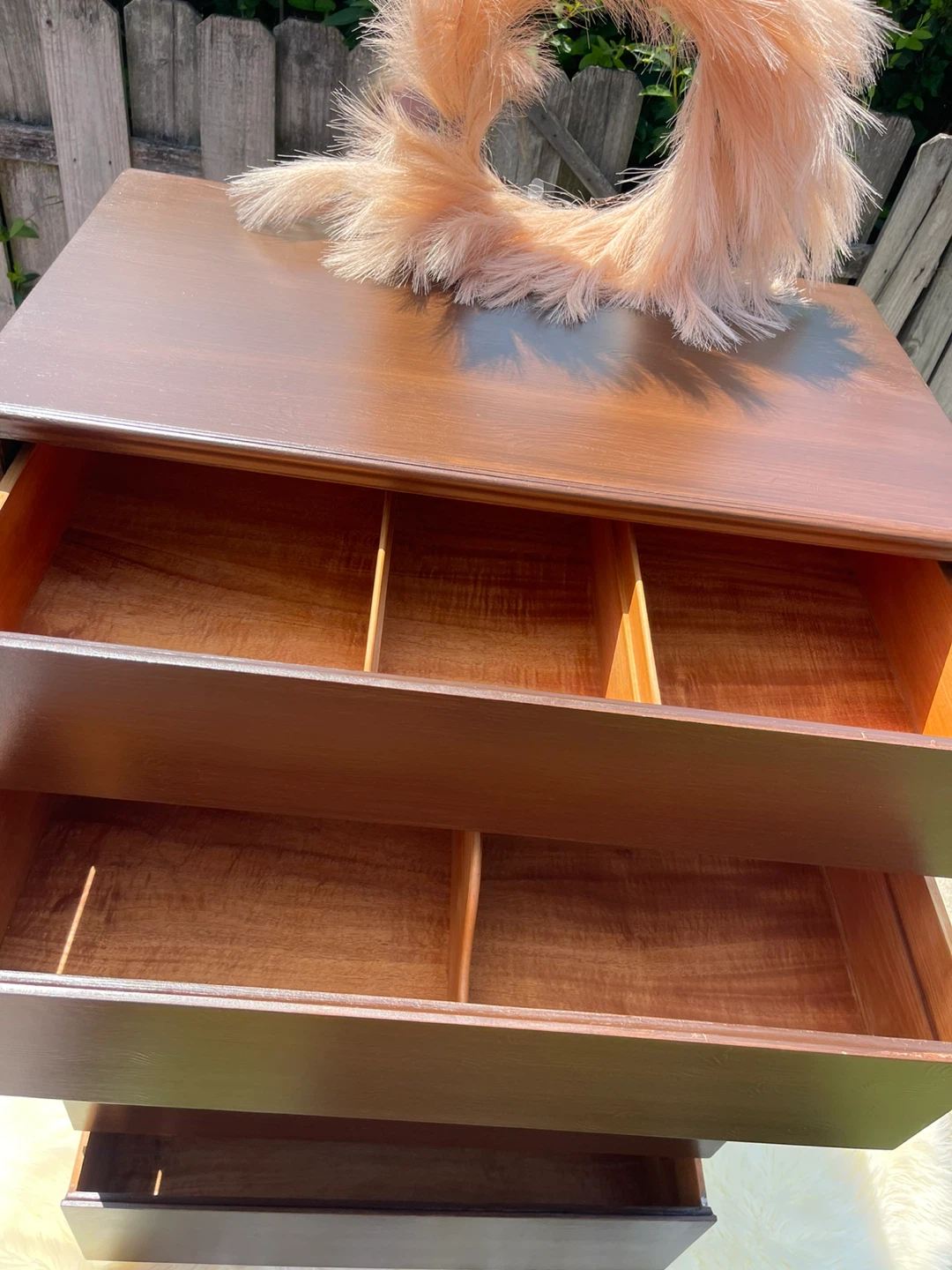 Vintage MCM 5 drawers solid wood restored tallboy dresser - photo 4