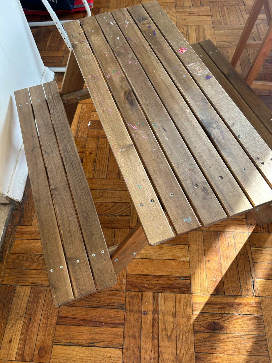 Wooden Picnic Table with Attached Benches - photo 3
