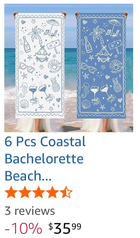 Bridal/Bachelorette 6pcs Beach Towel Set - photo 3