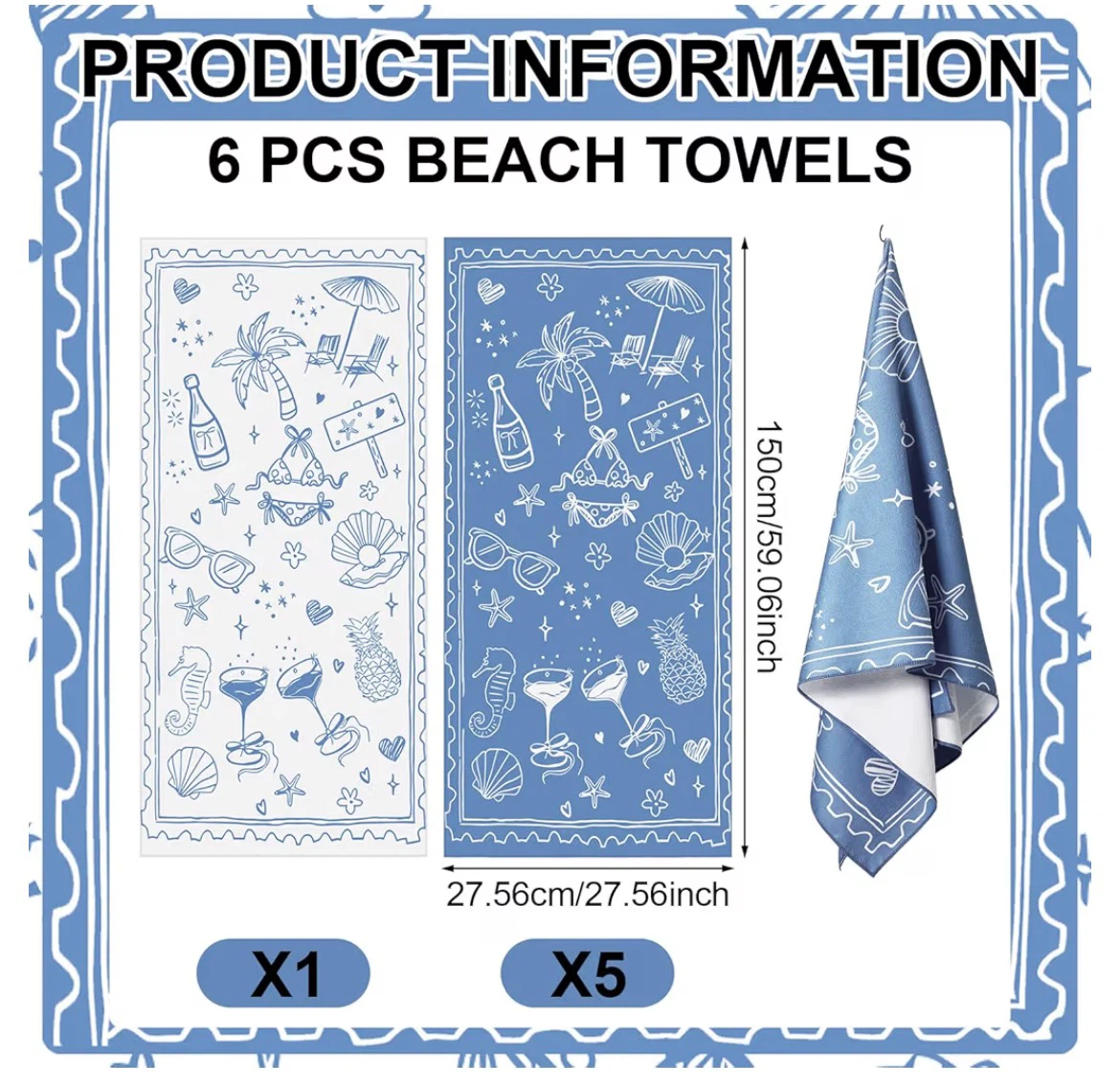 Bridal/Bachelorette 6pcs Beach Towel Set - photo 5