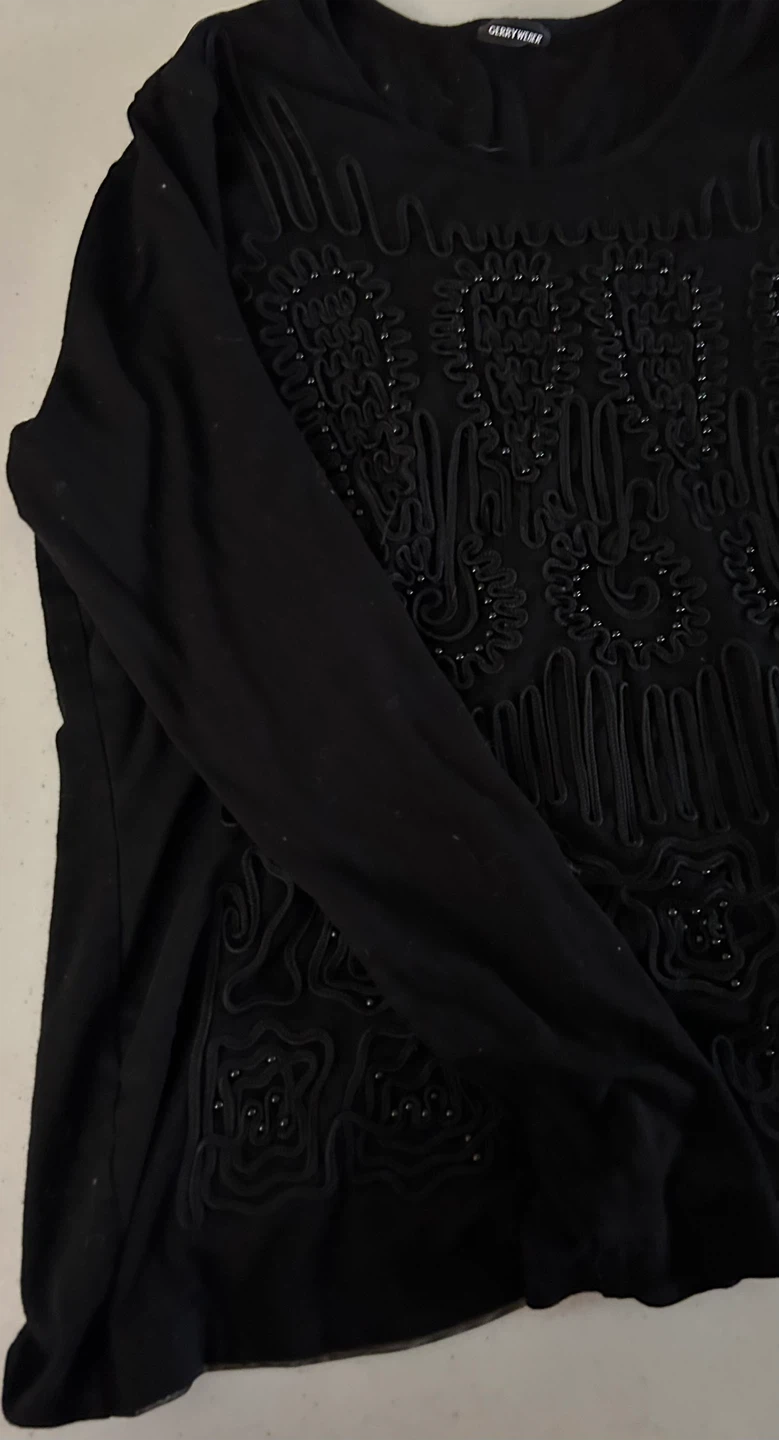 Gerry Weber Black Long Sleeve Vintage Top size 44 - photo 4