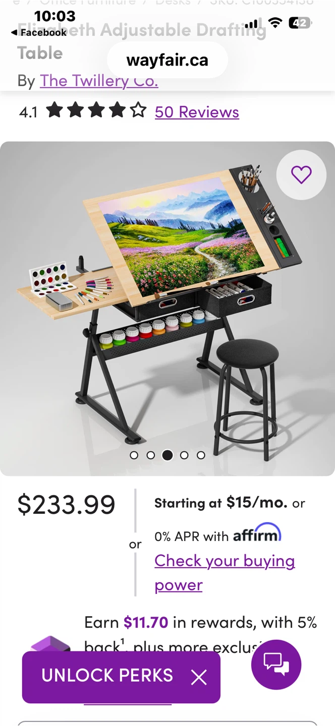 Elizabeth Adjustable Drafting Table by The Twillery Co.