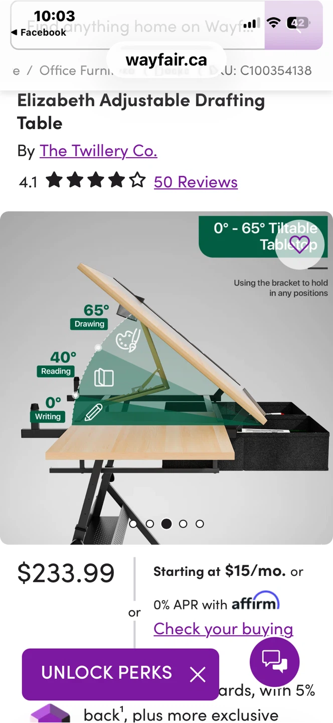 Elizabeth Adjustable Drafting Table by The Twillery Co. - photo 2