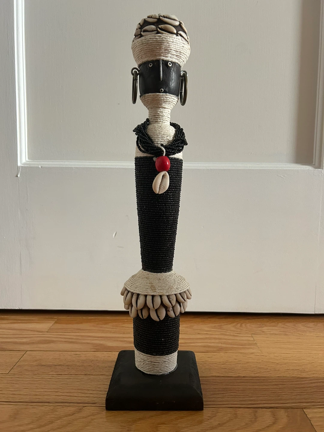 Handmade African Style Figurine with Shells and Beads