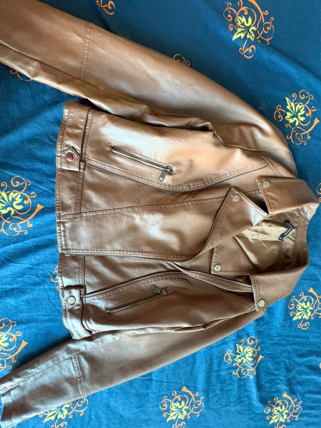 Brown Faux Leather Moto Jacket - photo 2
