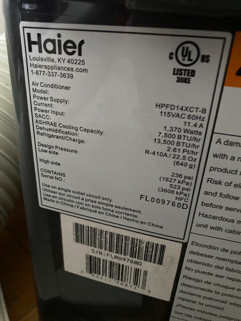 Haier Portable Air Conditioner - 13,500 BTU - photo 2
