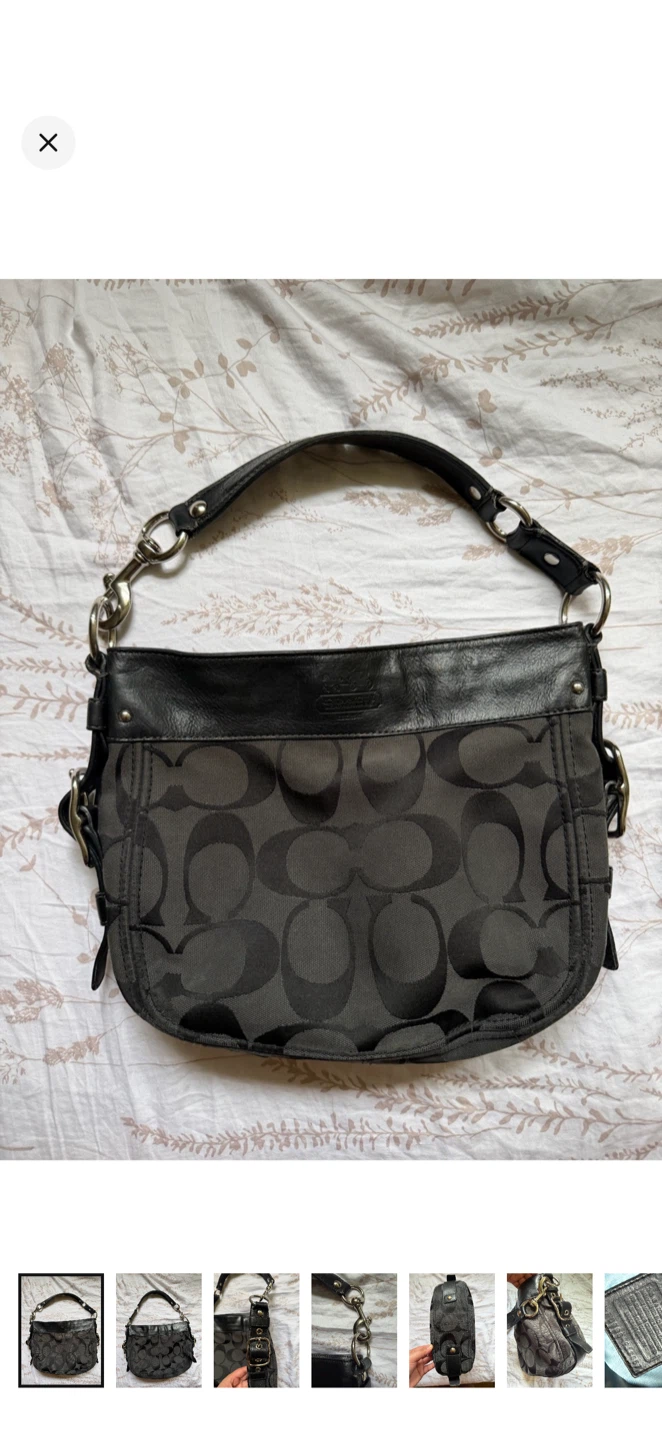 Vintage Medium Coach Zoe Black Gray Silver Hardware - photo 2
