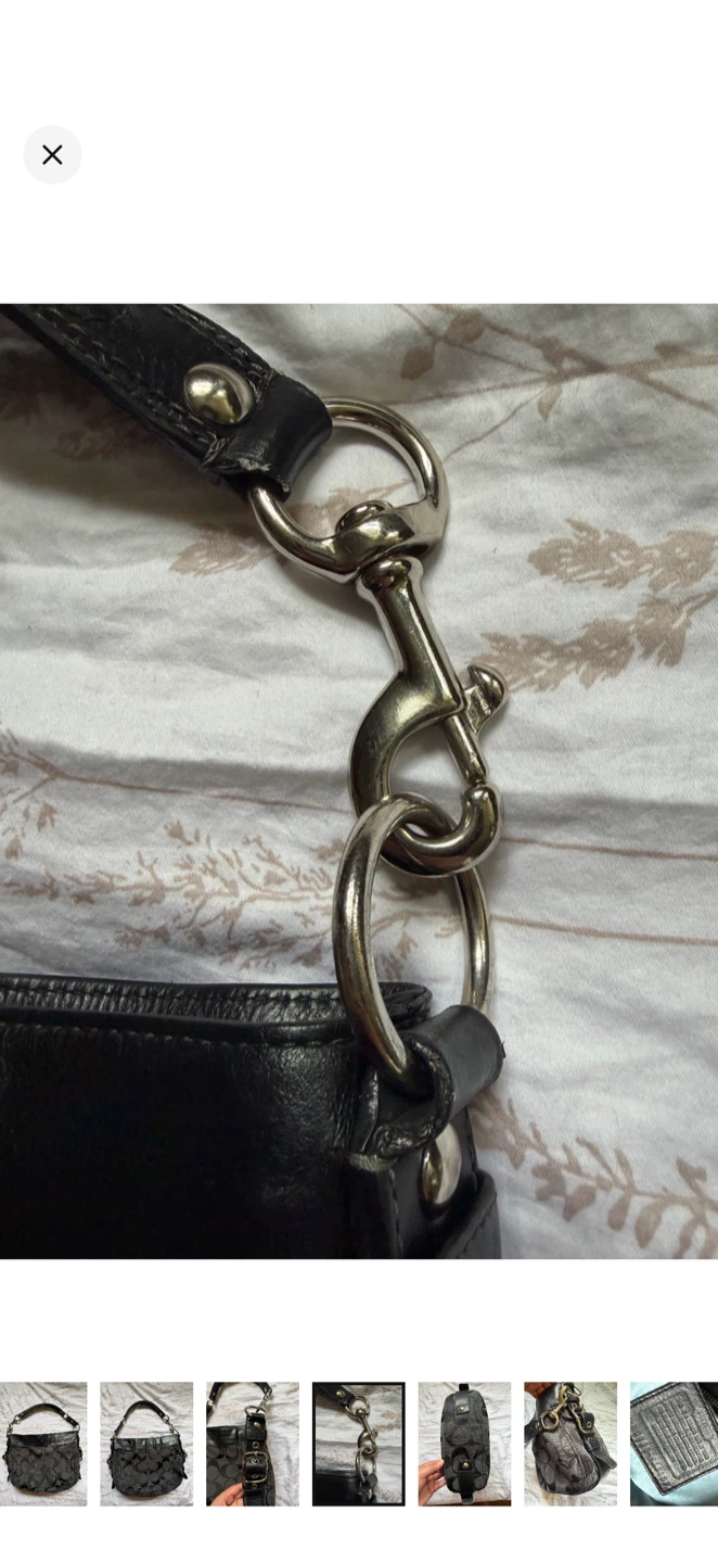 Vintage Medium Coach Zoe Black Gray Silver Hardware - photo 5