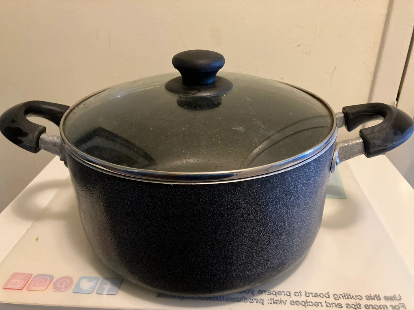 Black Stock Pot with Lid-25 cm diameter