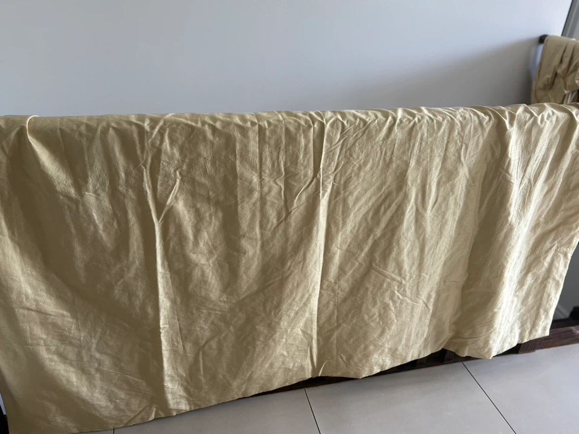 Custom Raw Silk Butter Yellow Drapery Set of 2 - photo 3