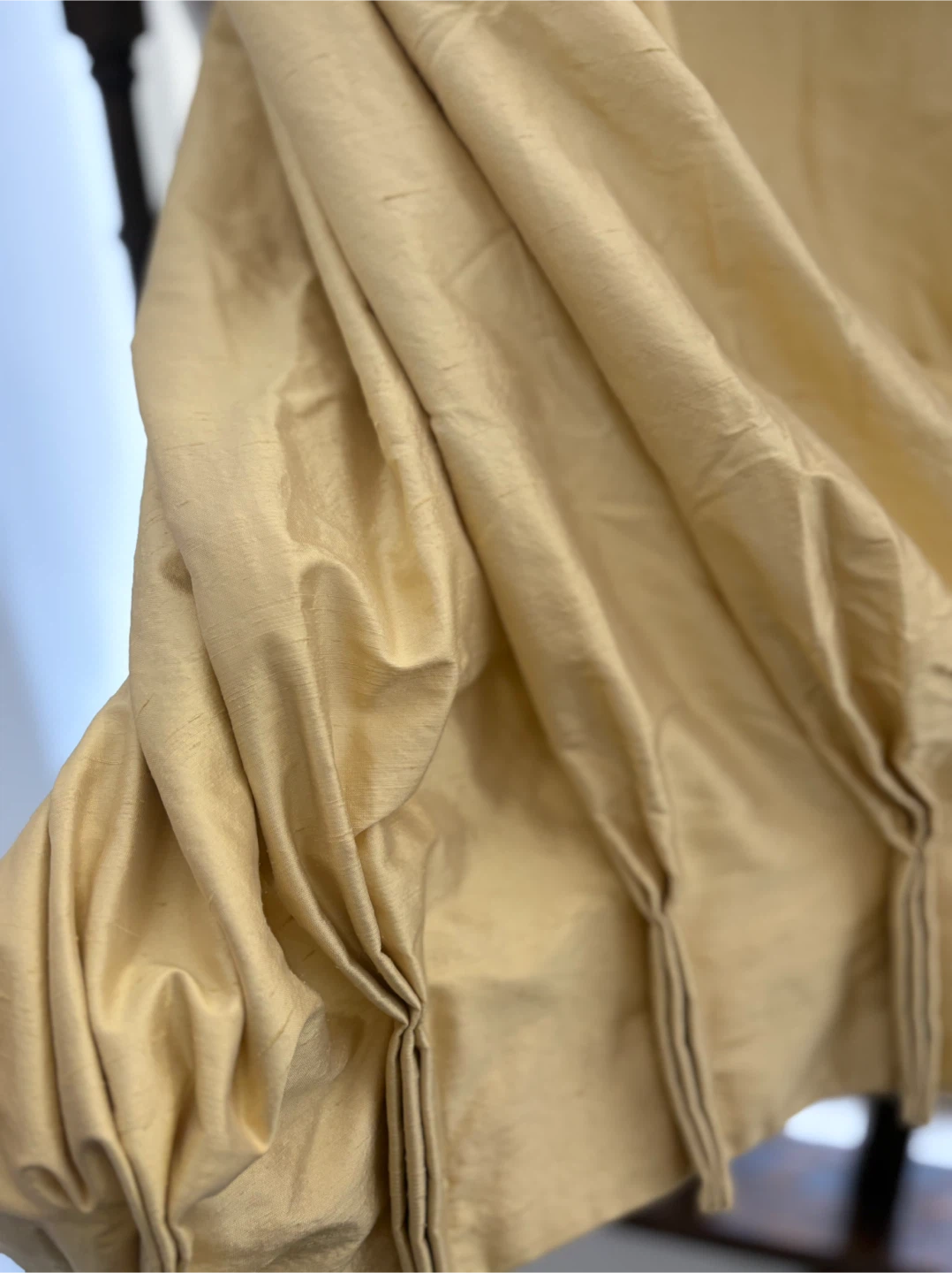 Custom Raw Silk Butter Yellow Drapery Set of 2 - photo 4