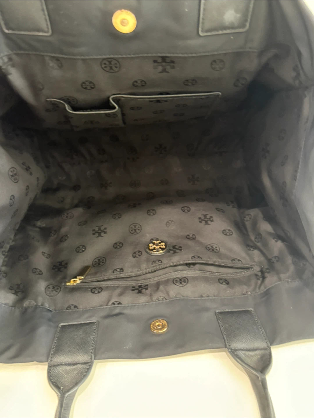 Tory Burch Ella Tote – Black Nylon & Leather - photo 5